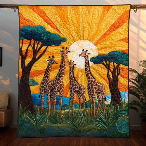 Giraffe Meadow March Quilt Blanket