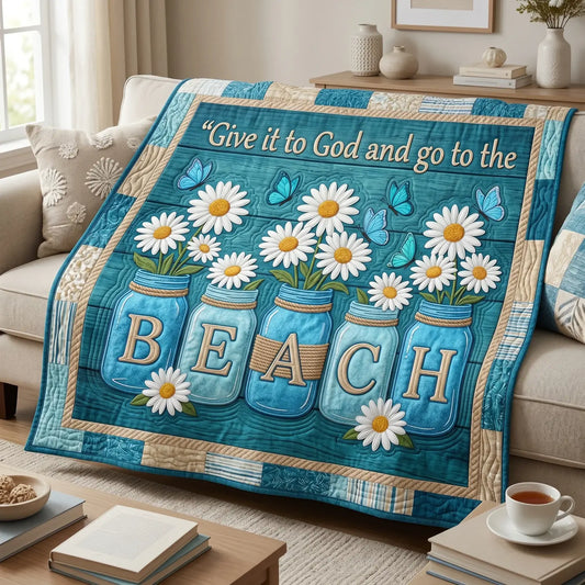 Give It To God And Go To The Beach Quilt Blanket