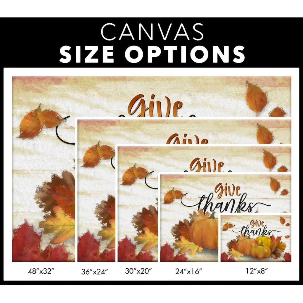 give thanks pumpkin fall thanksgiving wall art canvas (Landscape) (view 3)