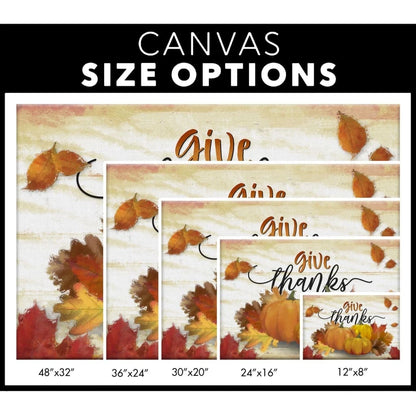 give thanks pumpkin fall thanksgiving wall art canvas (Landscape) (view 3)