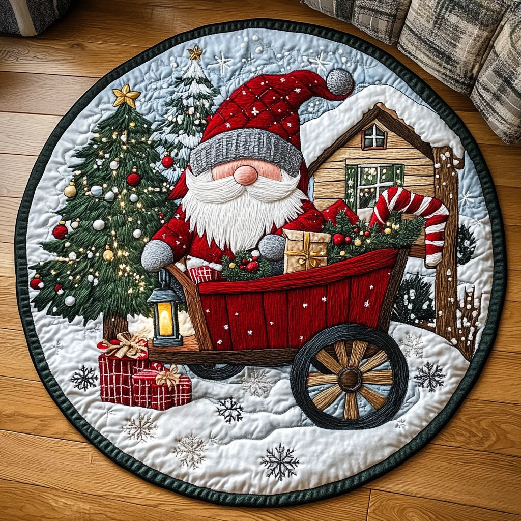 Gnome Noel Quilted Round Mat