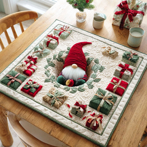 Gnome Surprise Quilted Table Topper