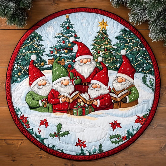 Gnome Sweet Gnome Quilted Round Mat