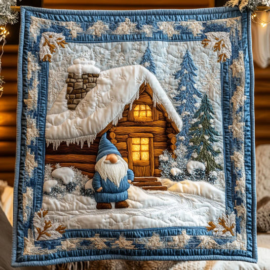 Gnome Winter Escape Quilt Blanket