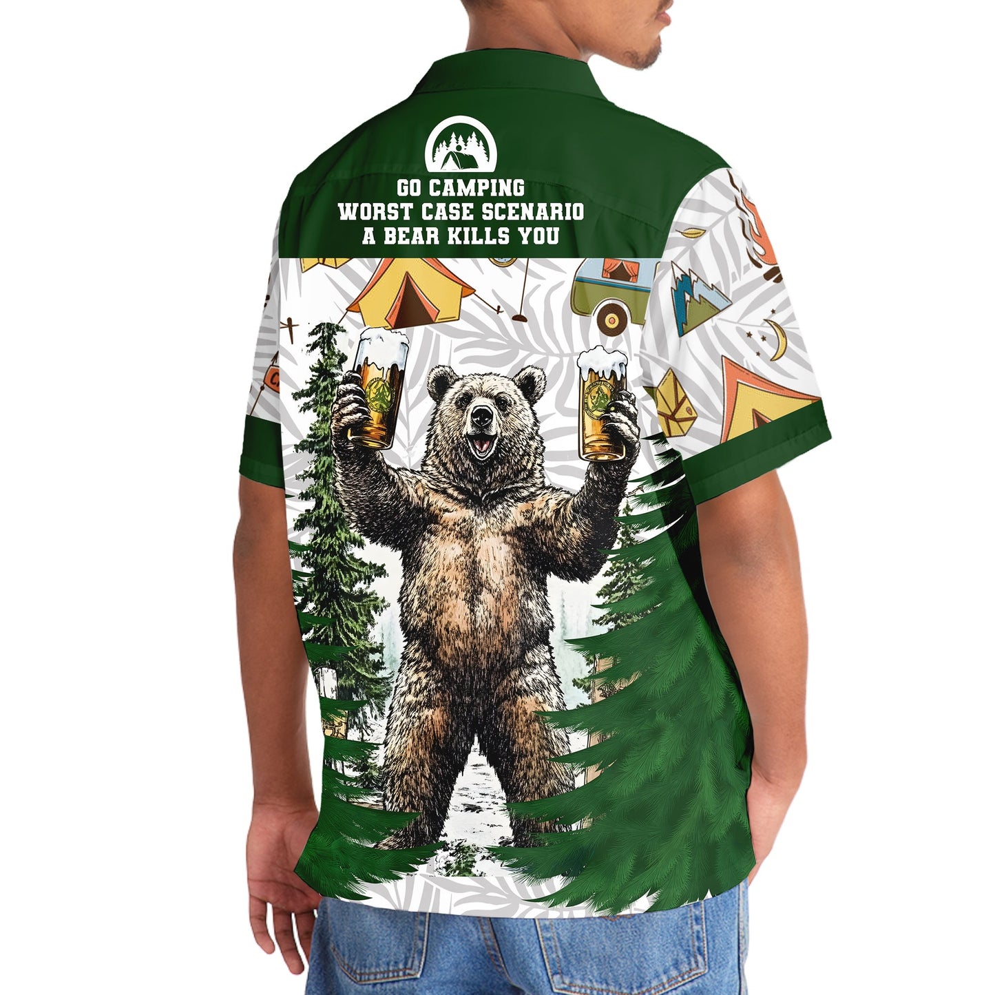 Go Camping Worst Case a Bear Kills You Hawaiian Sh - 3XL - hawaiian shirt