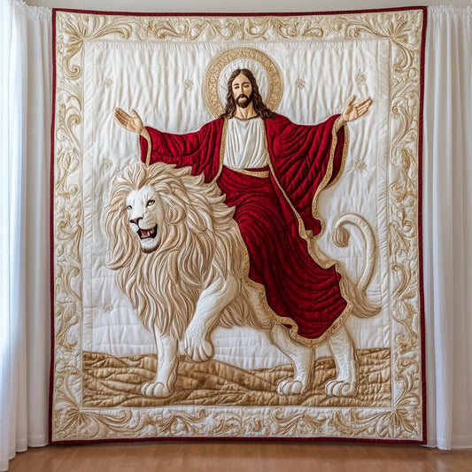 God And The Lion Quilt Blanket
