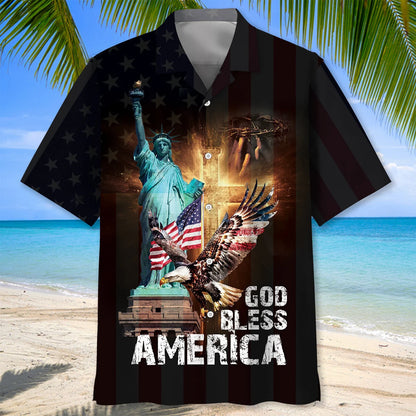 God Bless America Black Hawaiian Shirt