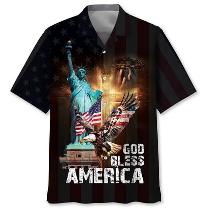 God Bless America Black Hawaiian Shirt