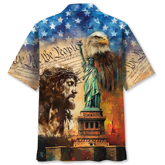 God Bless America Eagle Hawaiian Shirt - S - hawaiian shirt