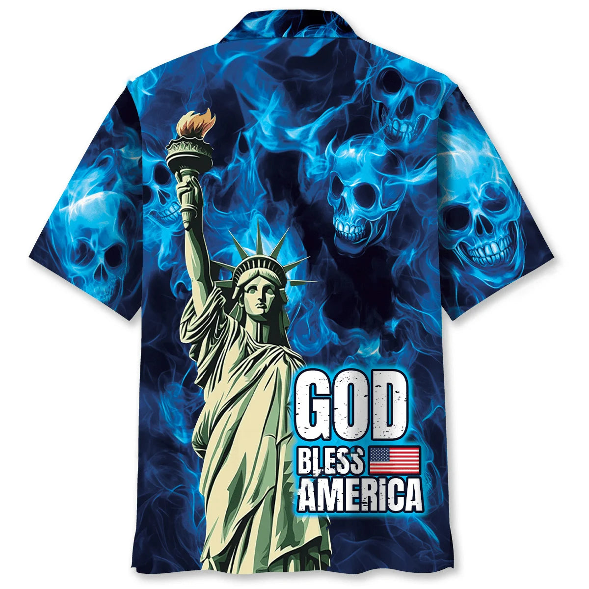 God Bless America Skull Hawaiian Shirt