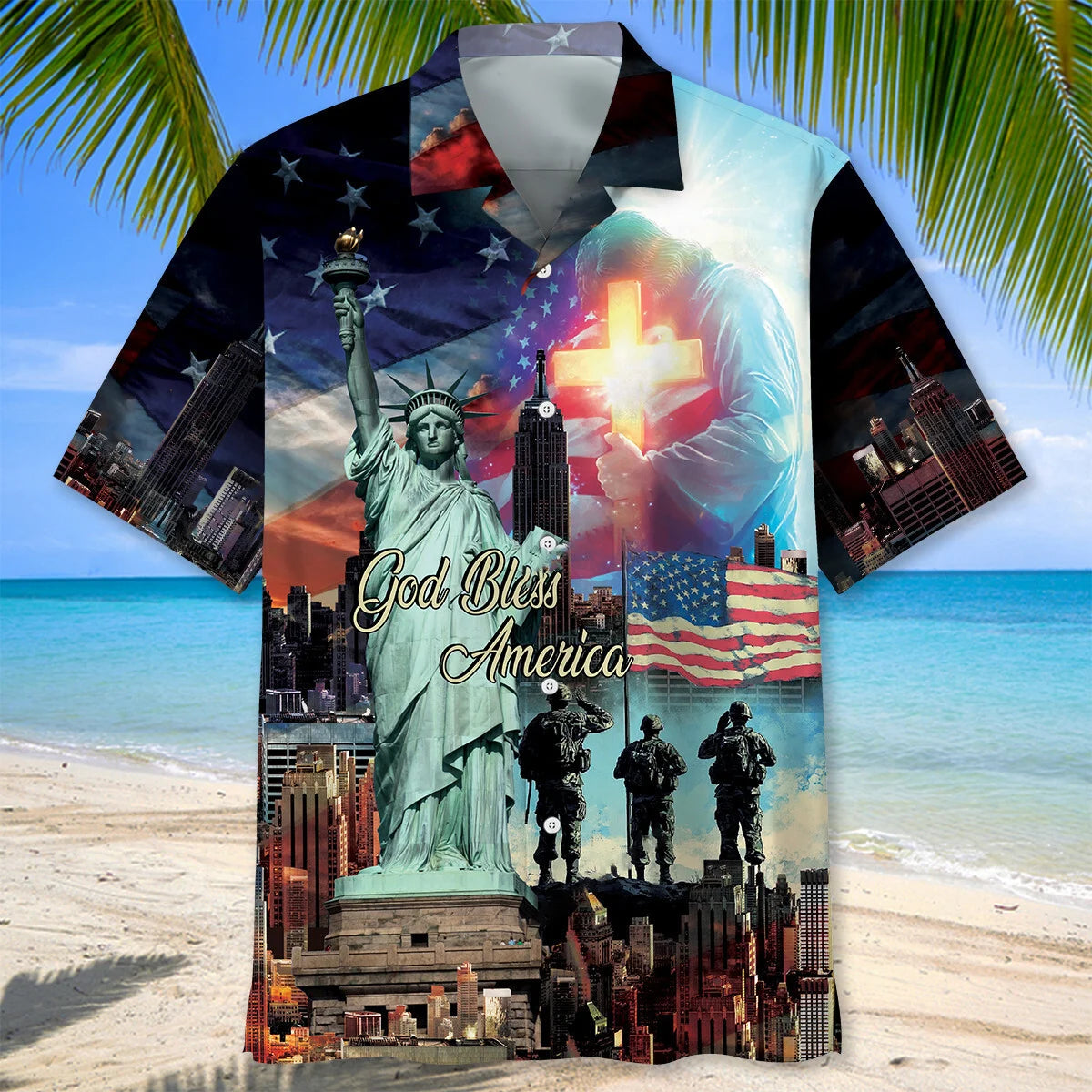 God Bless America Veteran Hawaiian Shirt
