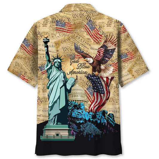 God Bless America Vintage Paper Hawaiian Shirt - S - hawaiian shirt