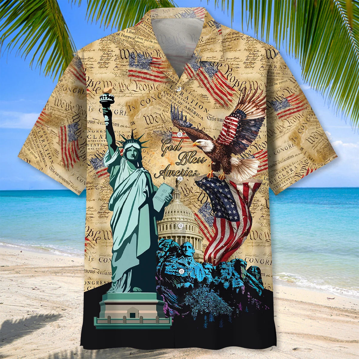 God Bless America Vintage Paper Hawaiian Shirt