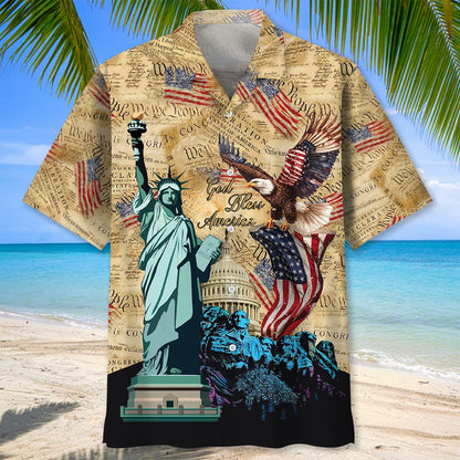 God Bless America Vintage Paper Hawaiian Shirt