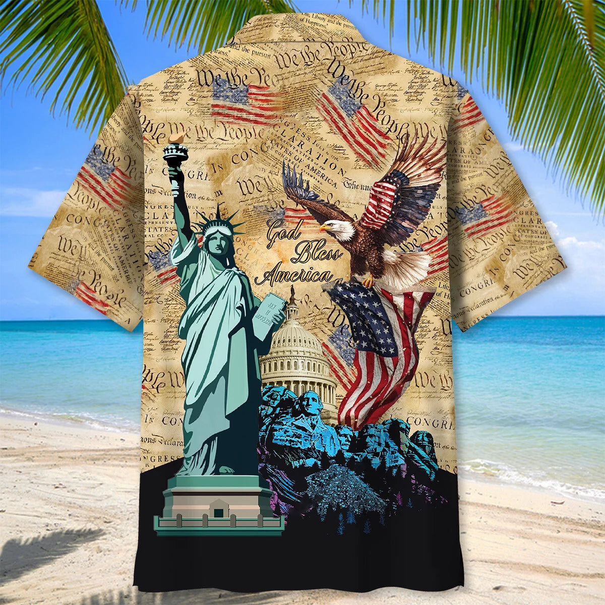 God Bless America Vintage Paper Hawaiian Shirt