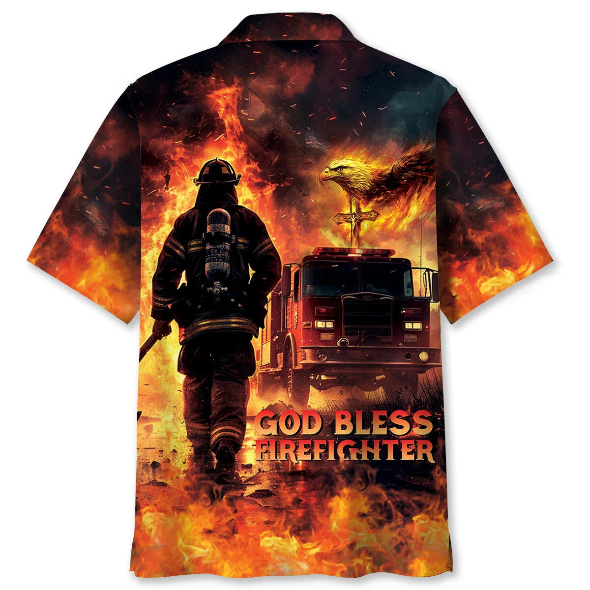 God Bless Firefighter Hawaiian Shirt