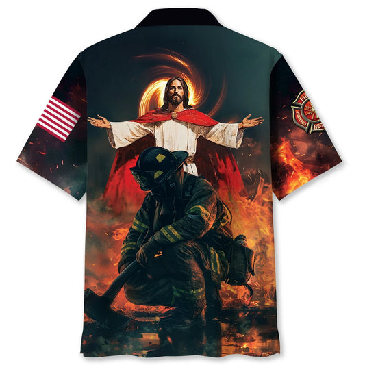 God Bless Firefighters Hawaiian Shirt - S - hawaiian shirt