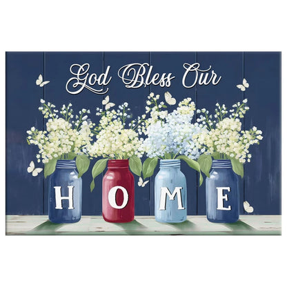 god bless our home butterflies and flowers in vases wall art canvas (Landscape) (view 2)