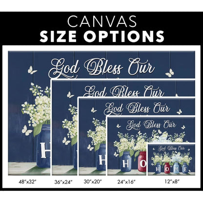 god bless our home butterflies and flowers in vases wall art canvas (Landscape) (view 3)