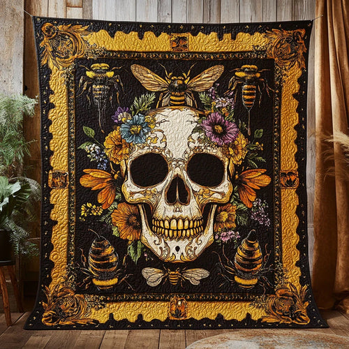 Gold Skull Quilt Blanket
