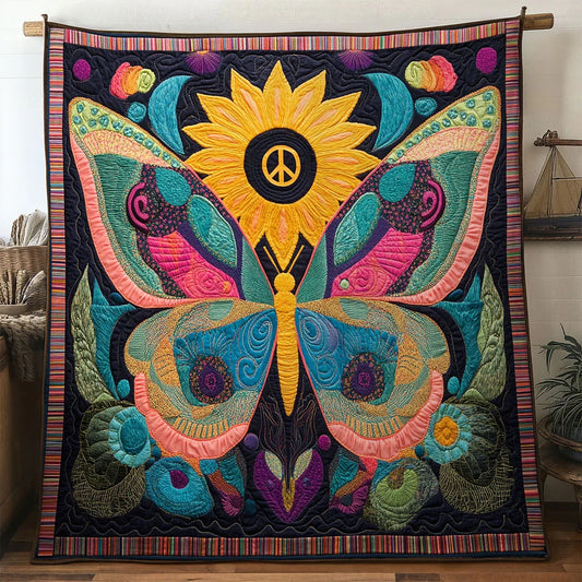 Golden Aura Butterfly Quilt Blanket