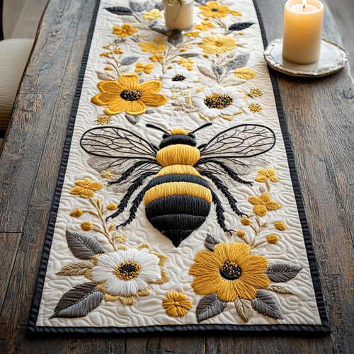 Golden Bee Quilted Table Runner