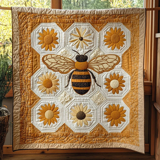 Golden Bloom Quilt Blanket