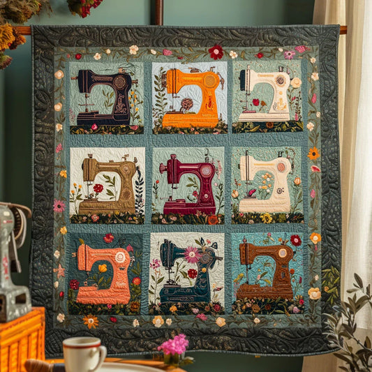 Golden Bloom Sewing Machine Quilt Blanket