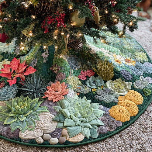 Golden Blossom Desert Quilted Tree Skirt