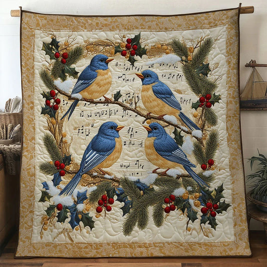 Golden Bluebird Quilt Blanket