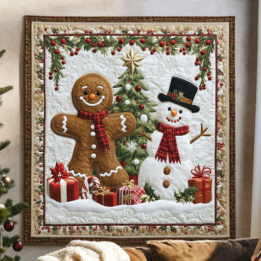 Golden Bow Gingerbread Quilt Blanket