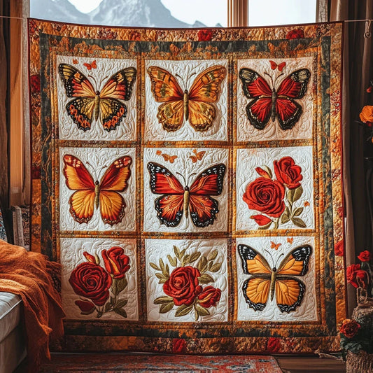 Golden Butterfly Quilt Blanket