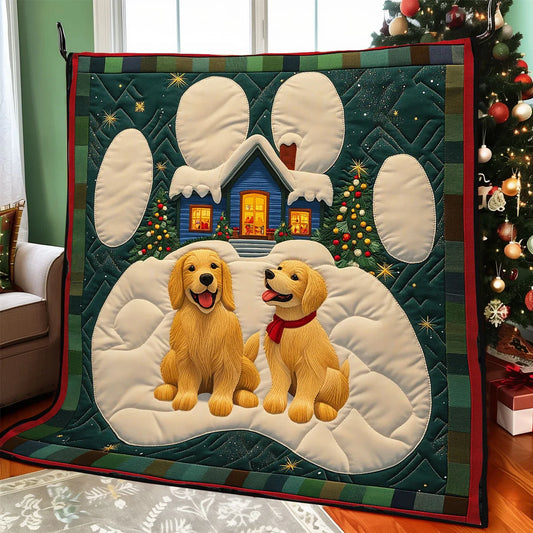 Golden Christmas Quilt Blanket