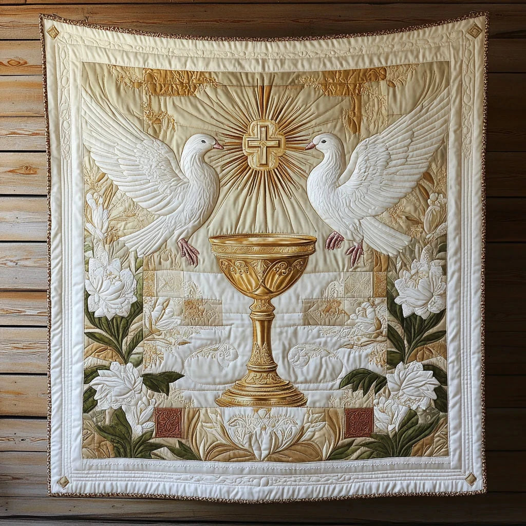 Golden Dove Quilt Blanket