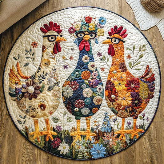 Golden Egg Glory Quilted Round Mat