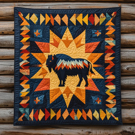 Golden Ember Bison Quilt Blanket