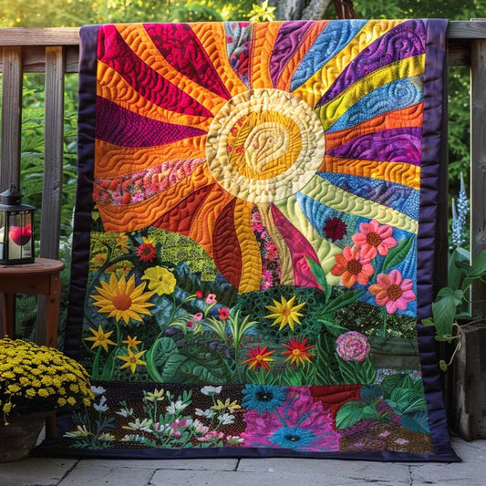 Golden Escape Quilt Blanket - Quilted Blanket by OtterMia