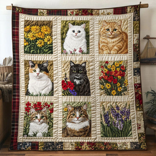 Golden Field Cat Quilt Blanket