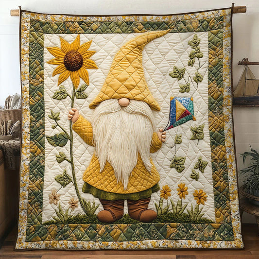 Golden Field Gnome Quilt Blanket