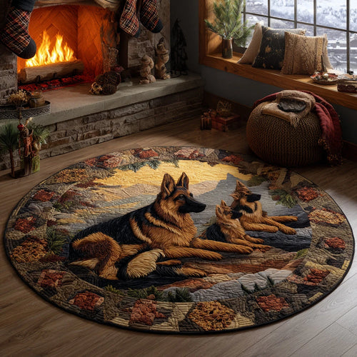 Golden German Shepherd Fields Quilted Round Mat