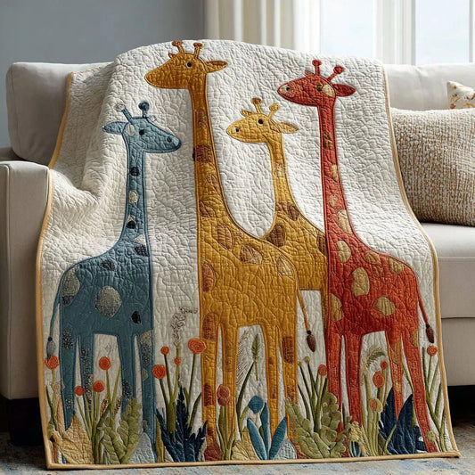Golden Giraffe Quilt Blanket - Quilted Blanket by OtterMia