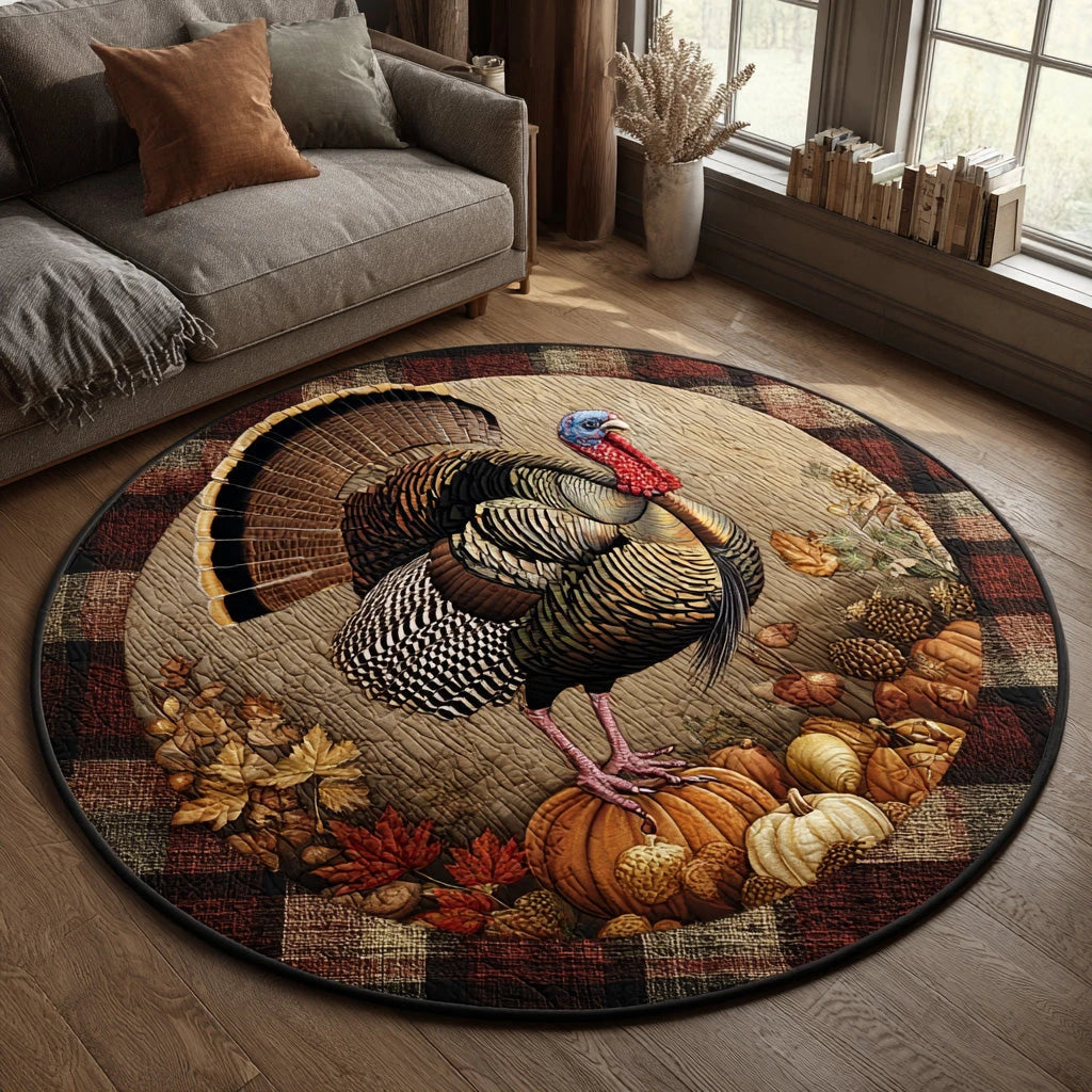 Golden Gobbler Quilted Round Mat