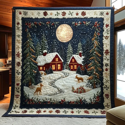 Golden Hearth Forest Cabin Quilt Blanket