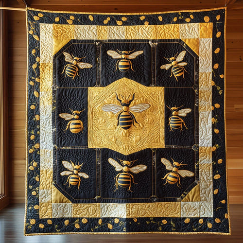 Golden Hive Quilt Blanket