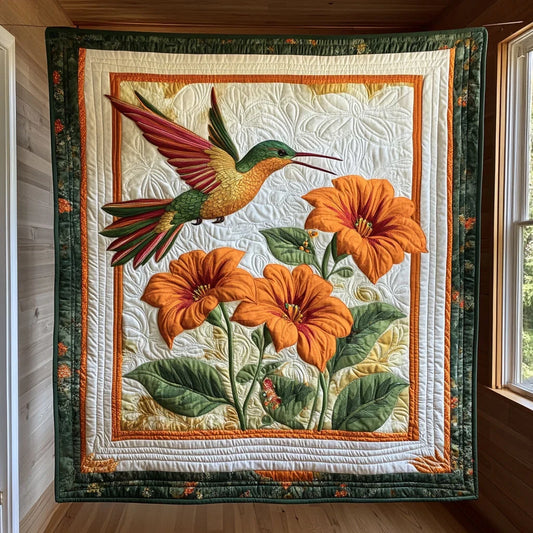 Golden Hummer Quilt Blanket