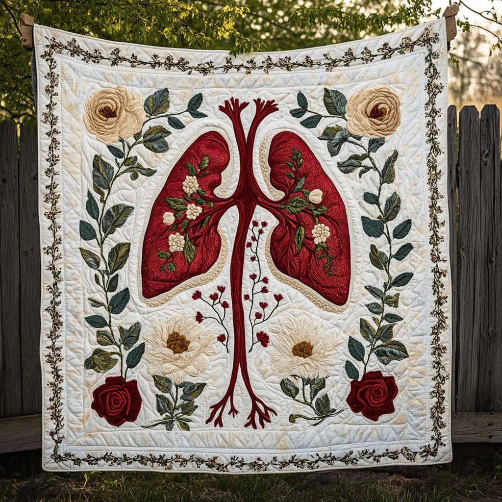 Golden Leaf Lung Quilt Blanket