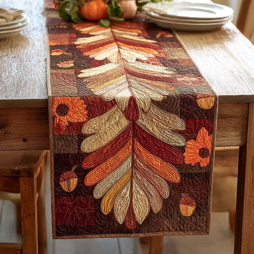 Golden Leaf Pathway Quilted Table Runner