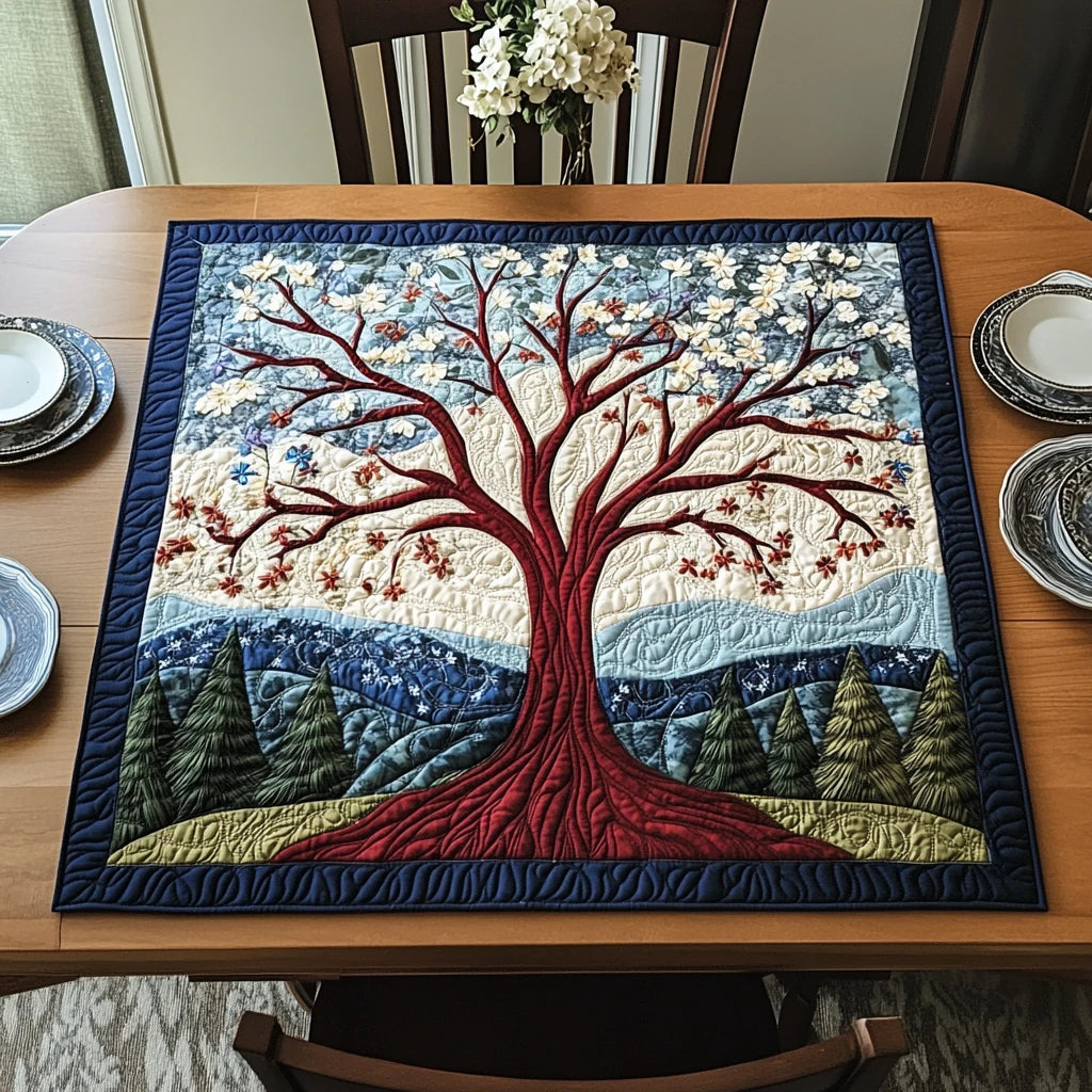Golden Leaves Quilted Table Topper