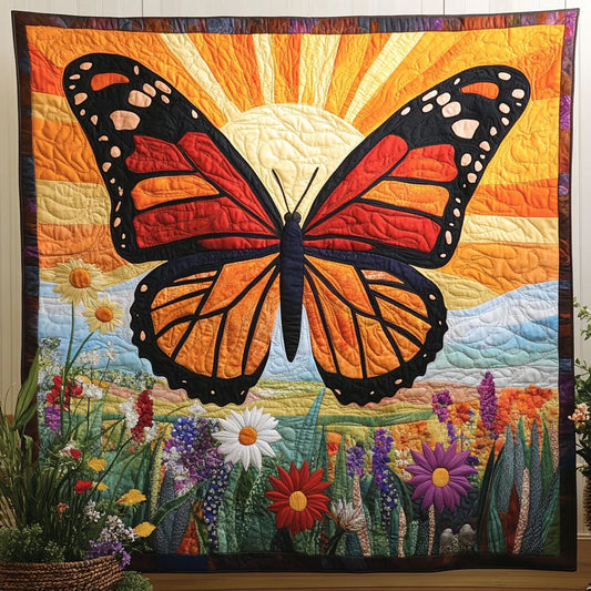 Golden Monarch Quilt Blanket