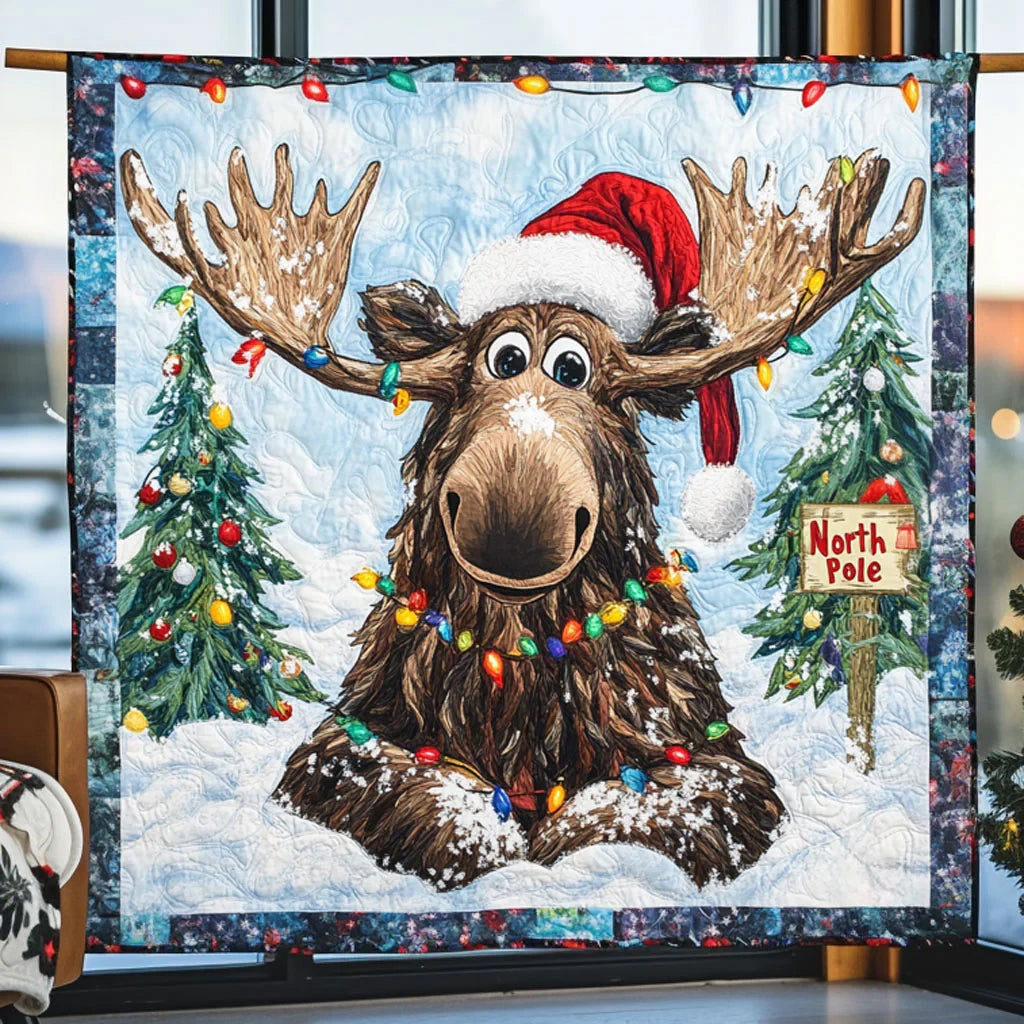 Golden Moose Winter Quilt Blanket